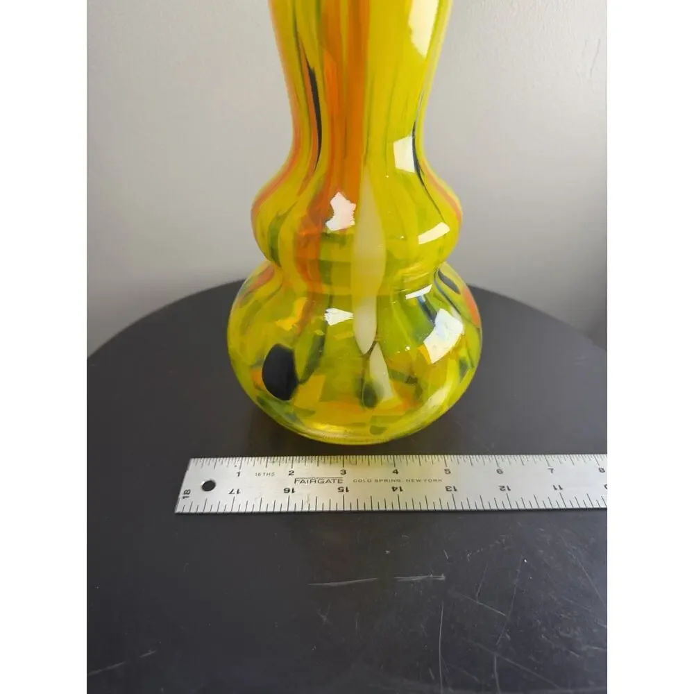 Home Essentials & Beyond Hand Blown Art Glass Trumpet Vase 17.25” Vintage